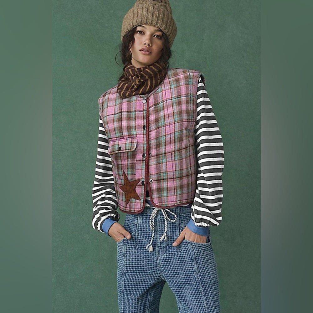 We the Free Starry Plaid Vest XS